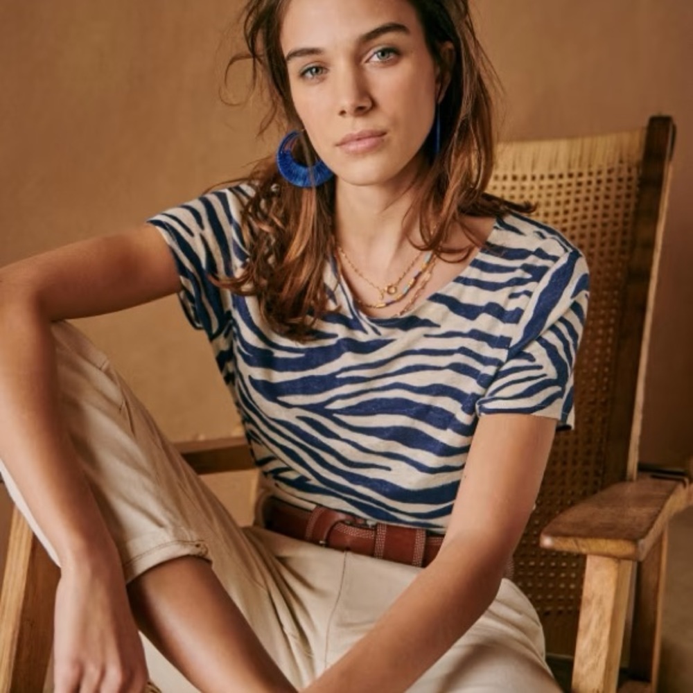 Sézane T-shirt Andre Marine XS